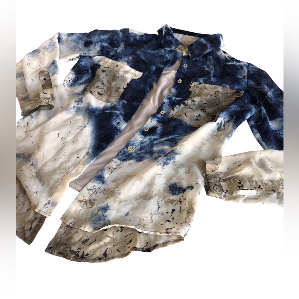Blue and Cream Dyed MiracleBody Blouse